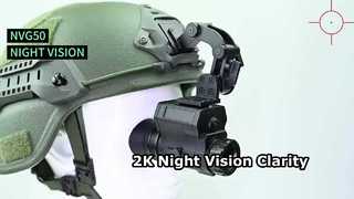 Kacamata Penglihatan Malam Digital 2K, Helm NVG Dipasang untuk Taktis, Berburu, Monoc Penglihatan Malam PVS-14
